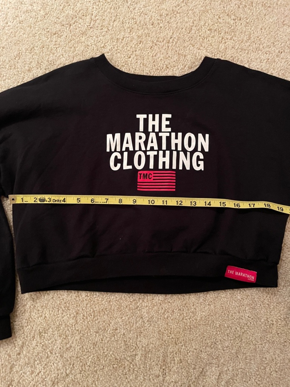 The Marathon Clothing Black Cropped Crewneck with White Logo - Picture 6 of 8